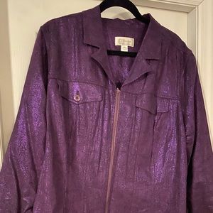 CJ Banks Purple Zipper Down Jacket 2X